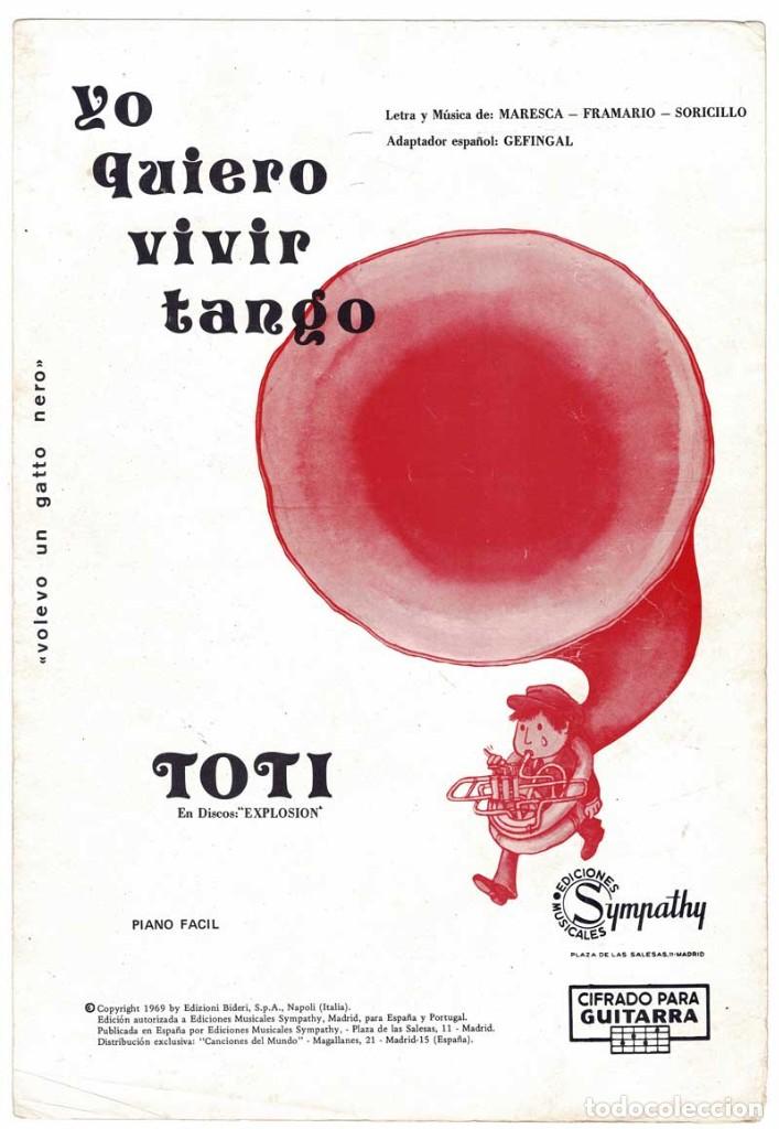 Catalogues de Musique: Cancionero Yo quiero vivir tango de Toti