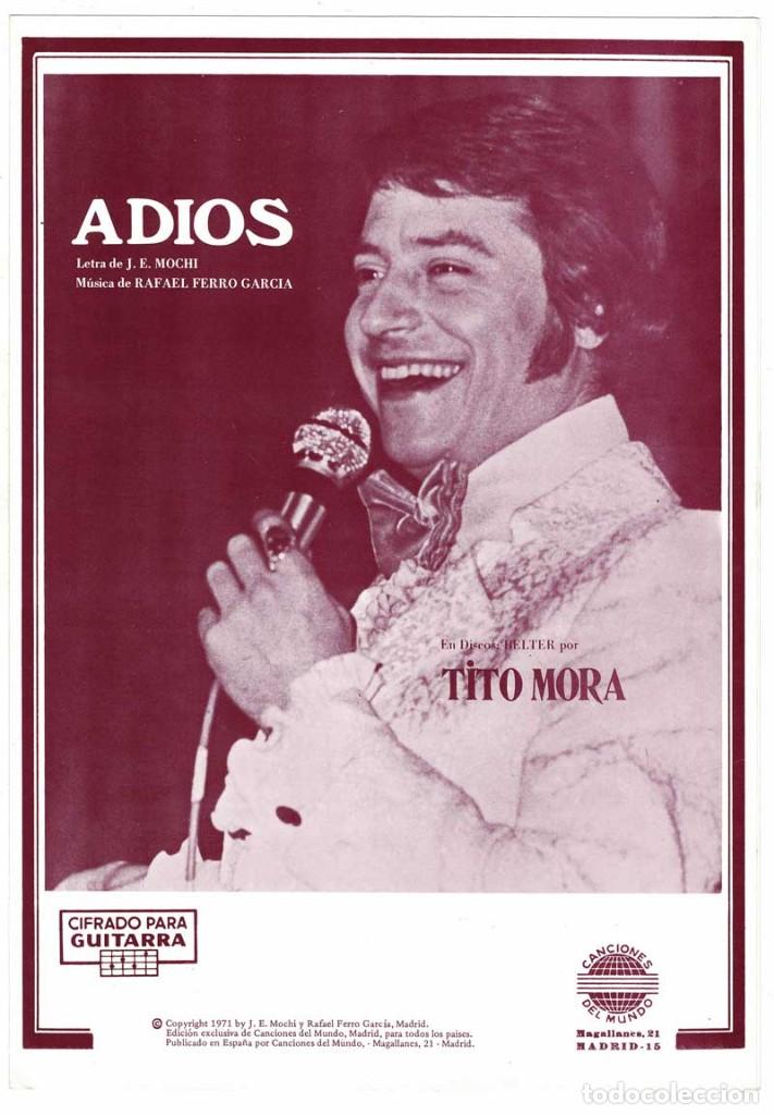 Cat&aacute;logos de M&uacute;sica: Cancionero Adios de Tito Mora con cifrado para guitarra