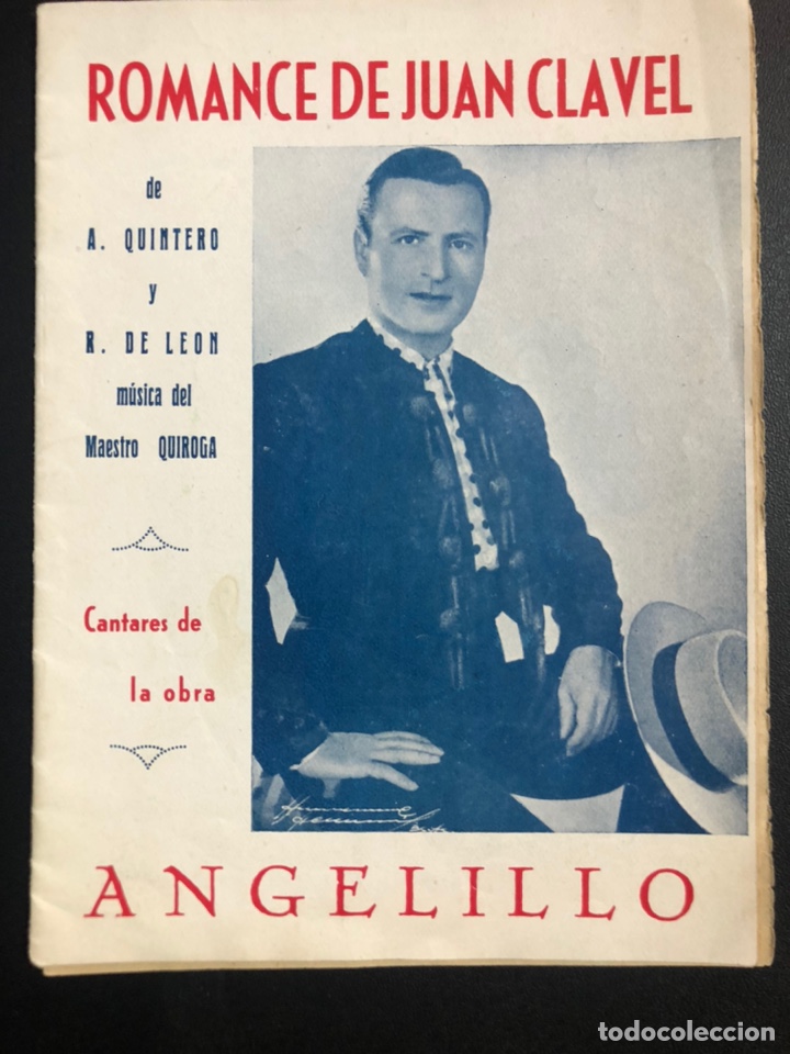 Cat&aacute;logos de M&uacute;sica: Cancionero angelillo romance de Juan clavel.Quintero leon y Quiroga 18 p&aacute;ginas
