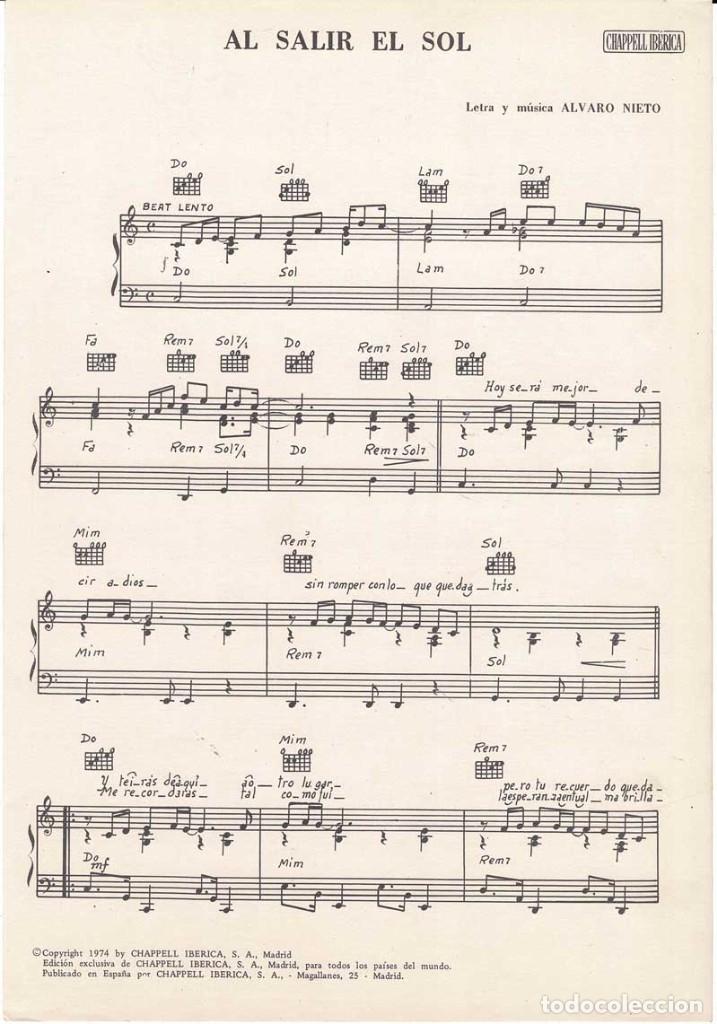 Cat&aacute;logos de M&uacute;sica: Cancionero Partitura Al Salir el Sol de Alvaro Nieto