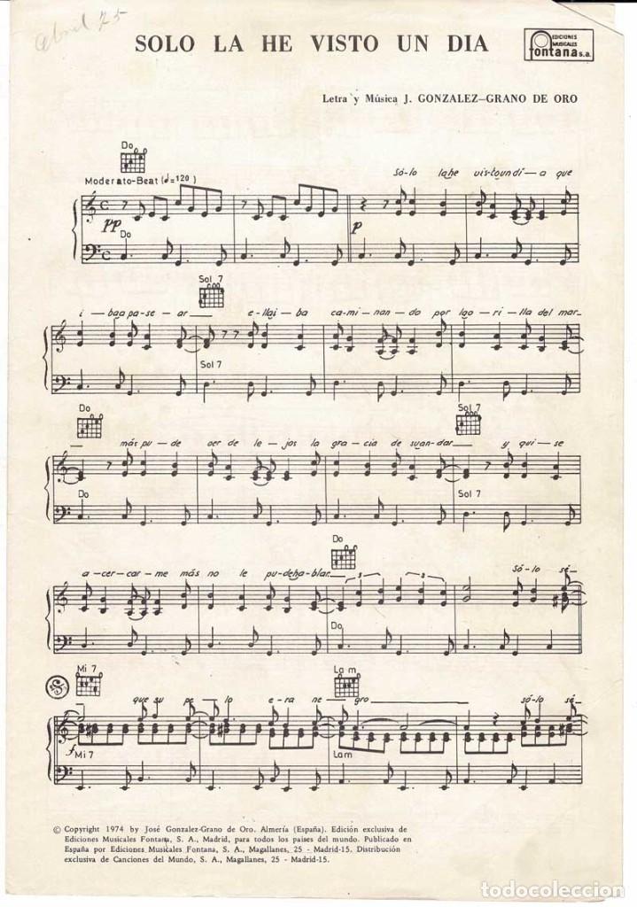 Catalogues de Musique: Cancionero Solo la he visto un d&iacute;a de J. Gonz&aacute;lez-Grano de Oro