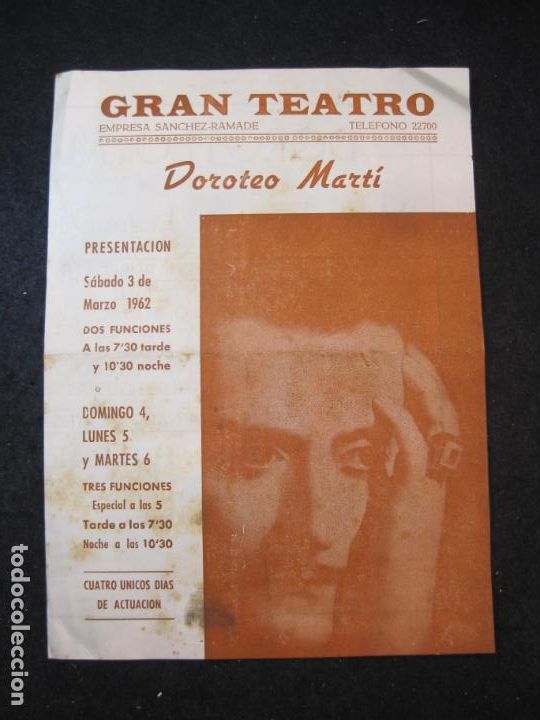 Cat&aacute;logos de M&uacute;sica: GRAN TEATRO-DOROTEO MARTI-PROGRAMA ANTIGUO-VER FOTOS-(K-4088)