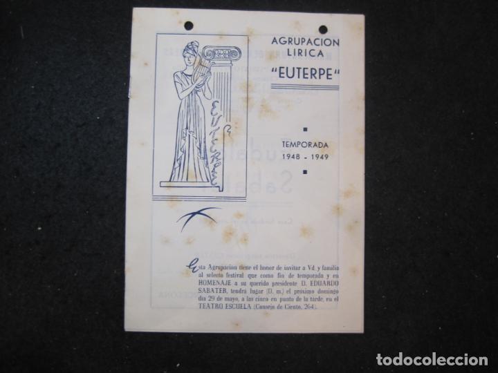 Cat&aacute;logos de M&uacute;sica: AGRUPACION LIRICA EUTERPE-TEMPORADA 1948 1949-PROGRAMA ANTIGUO-VER FOTOS-(K-4091)