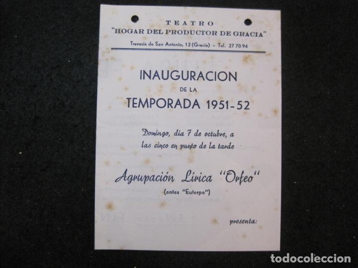 Cat&aacute;logos de M&uacute;sica: TEATRO DEL HOGAR PRODUCTOR DE GRACIA-A&Ntilde;O 1951 1952-PROGRAMA ANTIGUO-VER FOTOS-(K-4094)