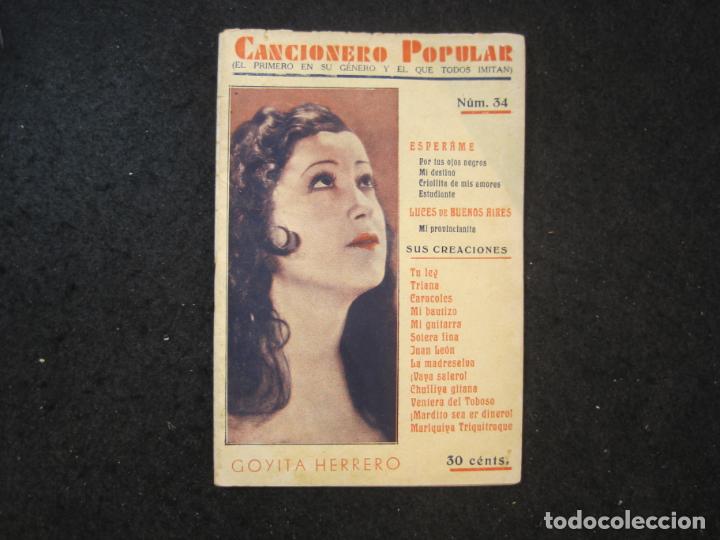 Musikkataloge: GOYITA HERRERO-CANCIONERO POPULAR-NUM 34-EDITORIAL ALAS-VER FOTOS-(K-4104)