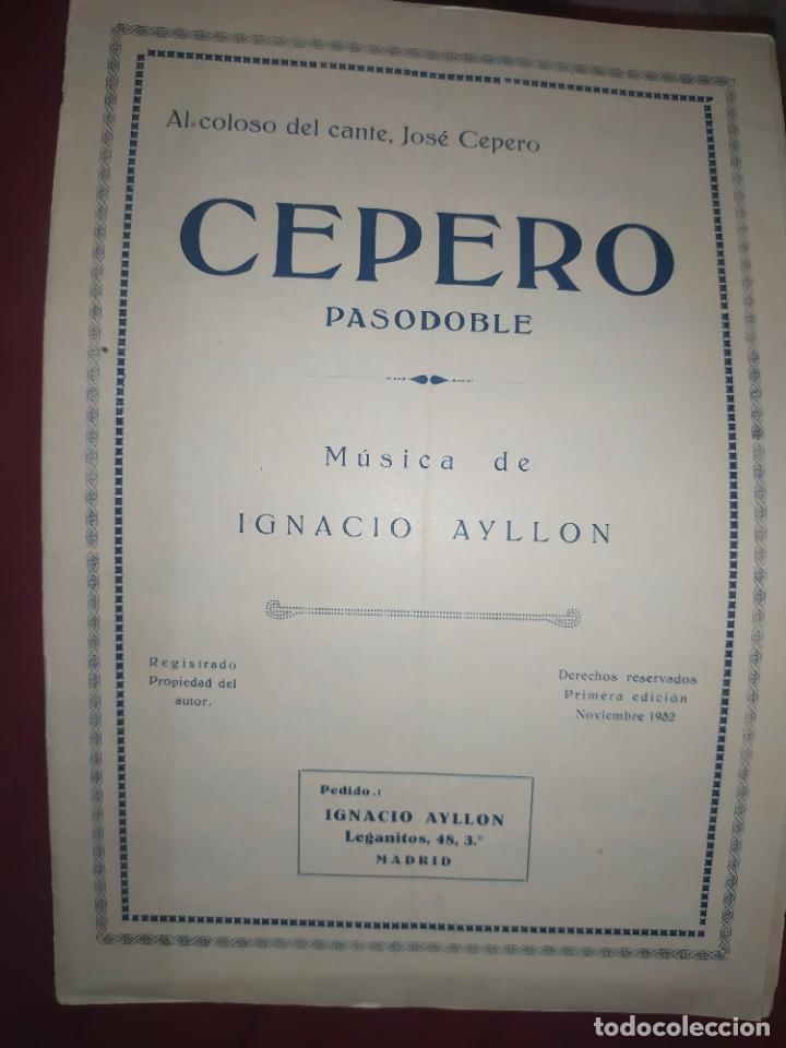 Catalogues de Musique: AL COLOSO CANTANTE JOSE CEPERO PASODOBLE IGNACIO AYLLON PARTITURA 1932? &Uacute;NICA?