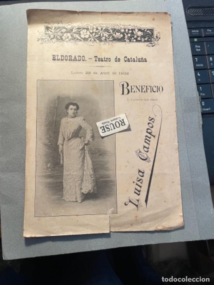 Cat&aacute;logos de M&uacute;sica: ANTIGUO PROGRAMA - EL DORADO TEATRO DE CATALU&Ntilde;A 28 ABRIL1902 BENEFICIO DE LA PRIMERA TRIPLE C&Oacute;MICA