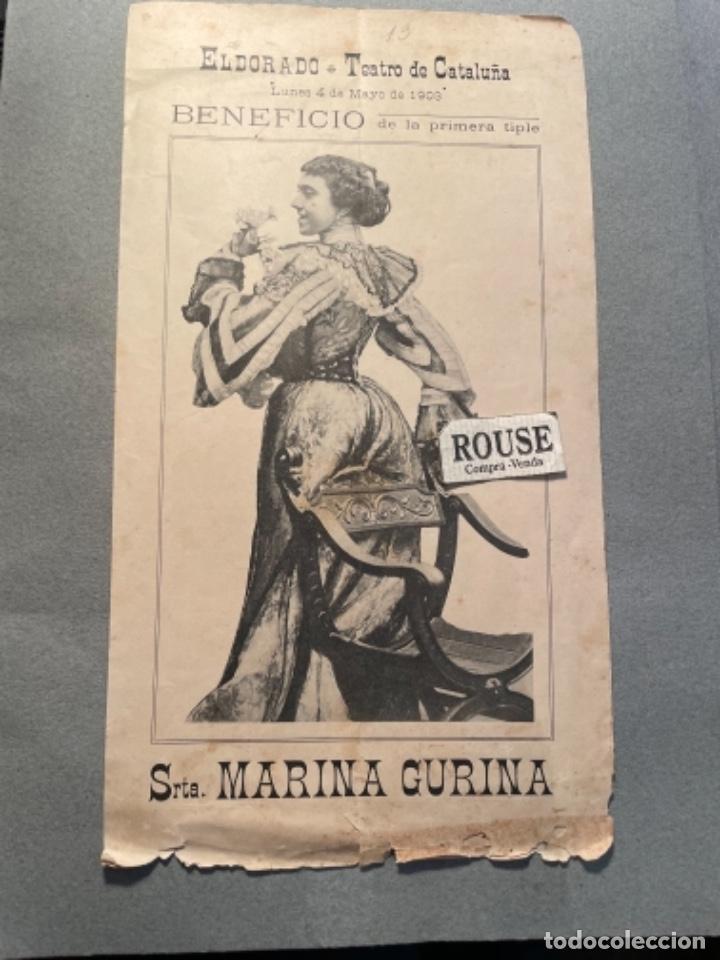 Cat&aacute;logos de M&uacute;sica: ANTIGUO PROGRAMA - EL DORADO TEATRO DE CATALU&Ntilde;A 4 MAYO 1903 BENEFICIO STRA. MARINA GURINA