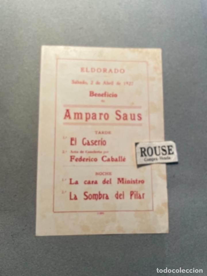 Cat&aacute;logos de M&uacute;sica: ANTIGUO PROGRAMA - EL DORADO TEATRO DE CATALU&Ntilde;A 2ABRIL 1927 BENEFICIO AMPARO SAUS