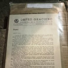 Catálogos de Música: ORFEO GRACIENC DE 1969. Lote 298822338
