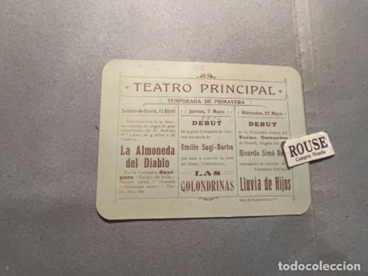 Catalogues de Musique: ANTIGUO PROGRAMA TEATRO PRINCIPAL - 11 ABRIL 1914 TARJETON CARTULINA