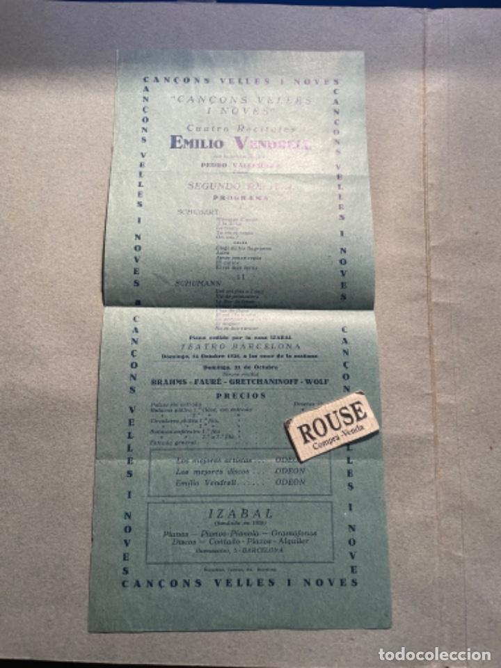 Cat&aacute;logos de M&uacute;sica: ANTIGUO CARTEL - PROGRAMA ''CAN&Ccedil;ONS VELLES I NOVES'' CUATRO RECITALES EMILIO VENDRELL 14 OCTBR.1928