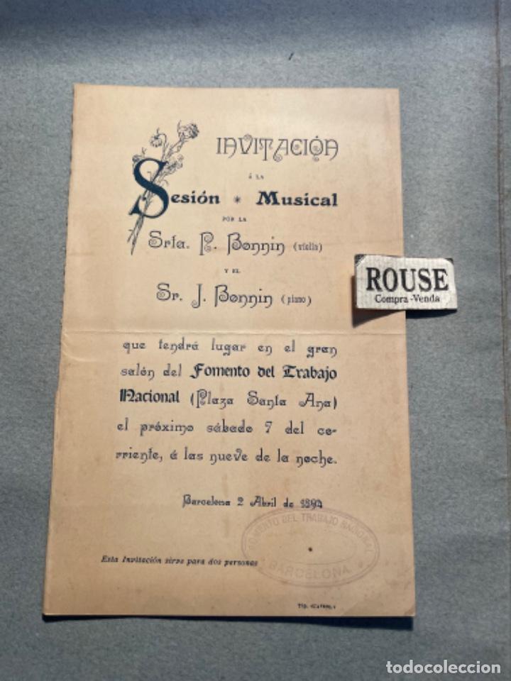 Cat&aacute;logos de M&uacute;sica: ANTIGUO PROGRAMA DE MUSICA INVITACION 1894 SESI&Oacute;N MUSICAL POR LA SRTA P.BONNIN (VIOLIN) SR. J. BONNI