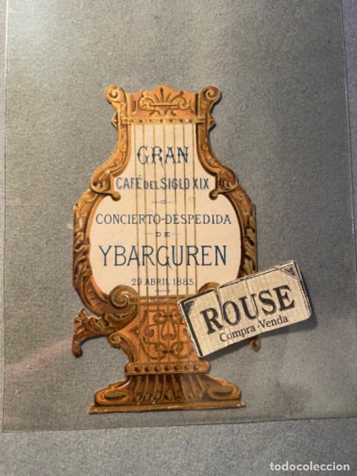 Cat&aacute;logos de M&uacute;sica: ANTIGUO PROGRAMA DE MUSICA TROQUELADO - PROGRAMA GRAN CAFE DEL S. XIX CONCIERTO DESPEDIDA DE YBARGUR