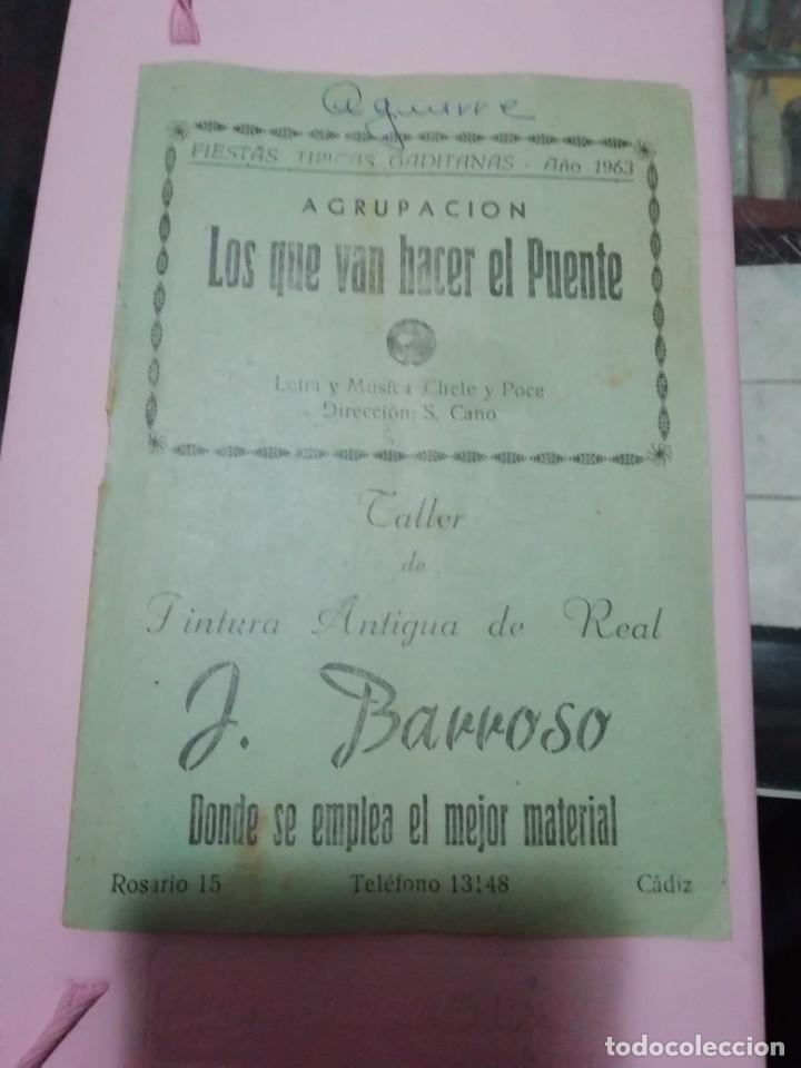 Catalogues de Musique: Carnaval de C&aacute;diz libreto chirigota los que van hacer el puente 1963