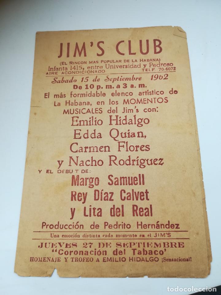 Catalogues de Musique: CATALOGO JIM'S CLUB. ACTUACIONES DEL 15 AL 19 SEPTIEMBRE 1962. VER INTERIOR