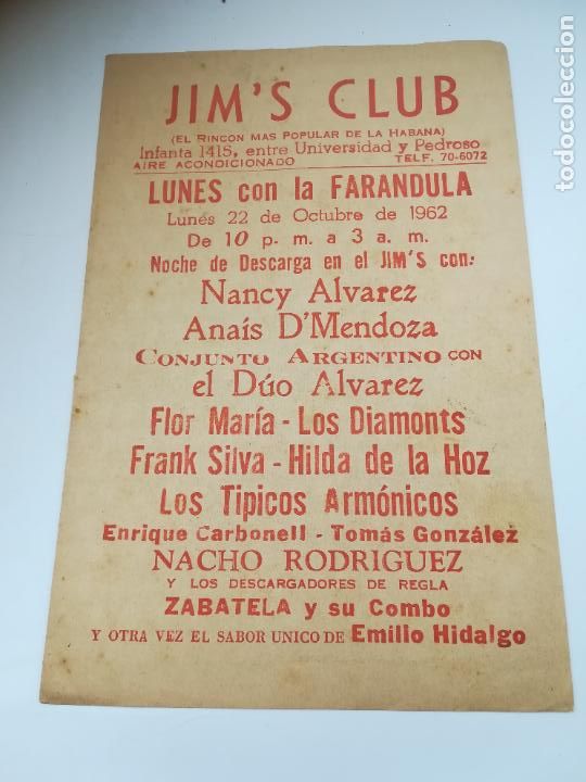 Catalogues de Musique: CATALOGO JIM'S CLUB. ACTUACIONES DEL 22 AL 25 OCTUBRE 1962. VER INTERIOR