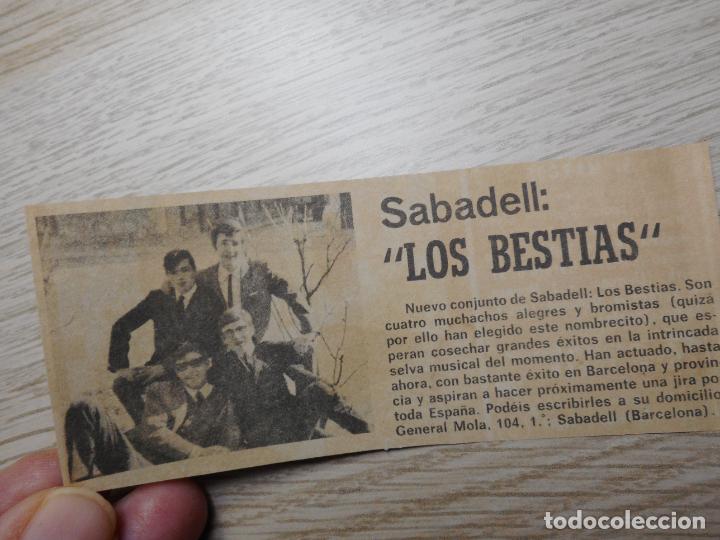 Catalogues de Musique: ANTIGUO RECORTE. GRUPO MUSICAL LOS BESTIAS.SABADELL A&Ntilde;OS 60