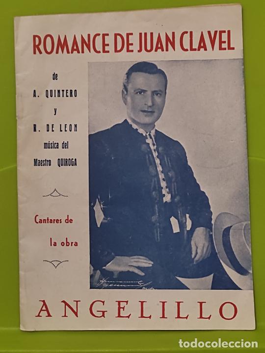 Catalogues de Musique: ANGELILLO ROMANCE JUAN CLAVEL QUINTERO LEON 17 X 12 CMS CANCIONERO