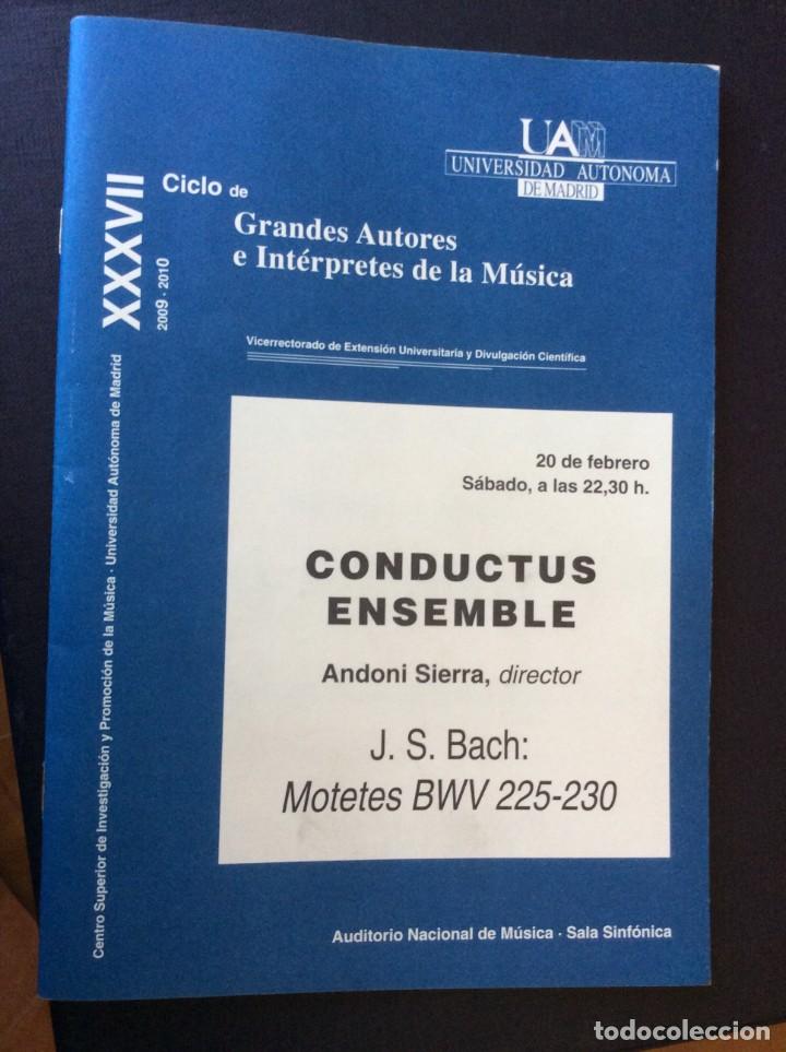Cat&aacute;logos de M&uacute;sica: LIBRO MUSICA CONDUCTUS ENSEMBLE. J.S.BACH, MOTETES BWV 225-230 UNIV. AUTONOMA