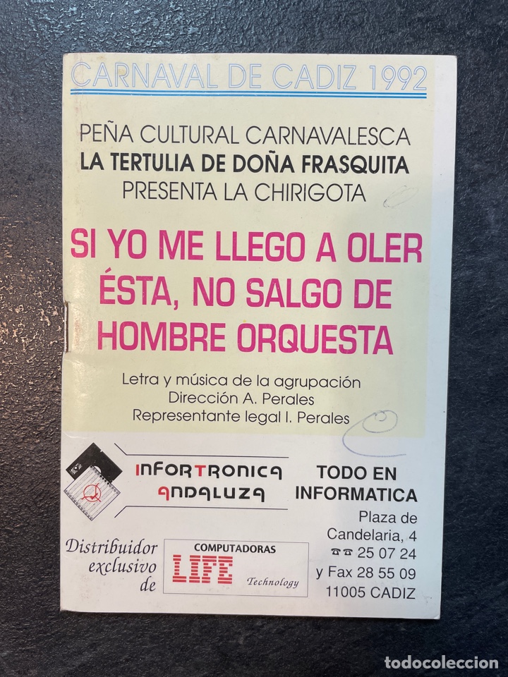 Catalogues de Musique: Carnaval C&aacute;diz 1992 libreto de la chirigota Si yo me llego a oler esta&hellip;