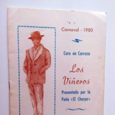 Catálogos de Música: LIBRETO CARNAVAL DE CADIZ 1980 CORO LOS VIÑEROS