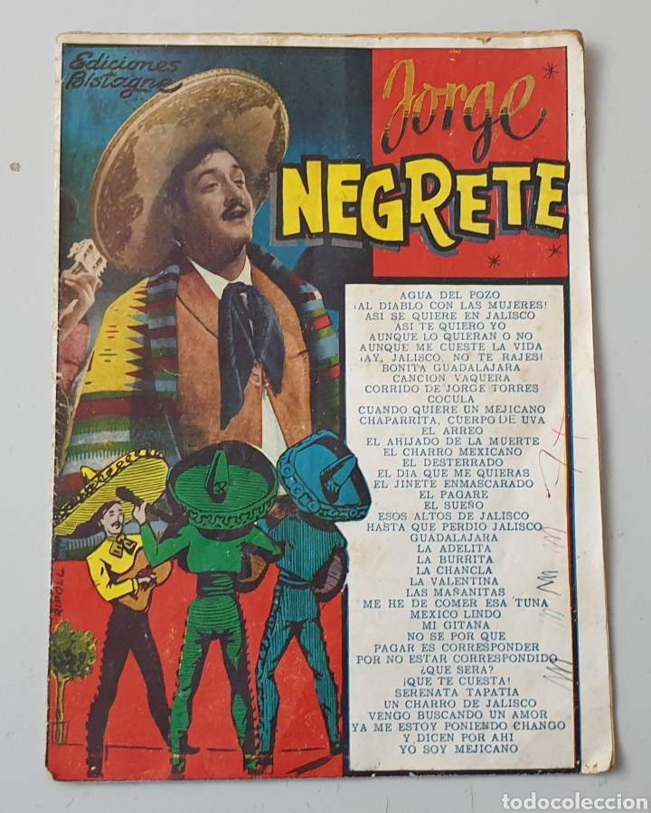 Catalogues de Musique: CANCIONERO DE JORGE NEGRETE (Ediciones Bistange, 1960)