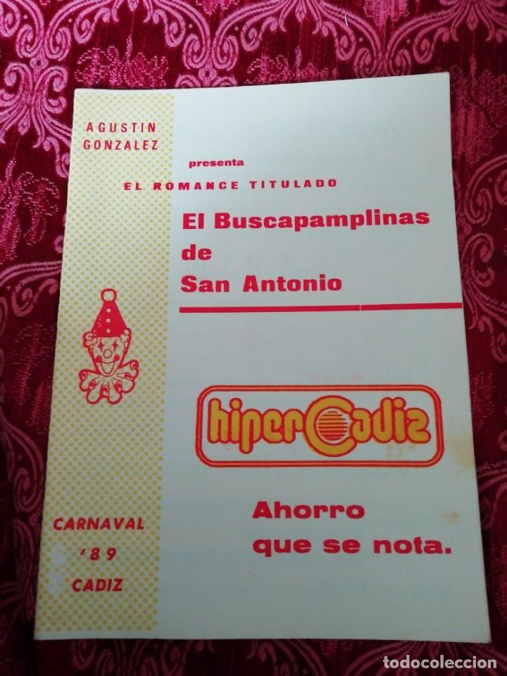 Catalogues de Musique: Carnaval de C&aacute;diz libreto de romancero de Agust&iacute;n Gonz&aacute;lez chimenea El buscapamplinas de San Antonio