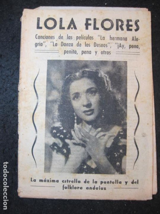 Cat&aacute;logos de M&uacute;sica: LOLA FLORES-CANCIONERO ANTIGUO-AY, PENA, PENITA, PENA, LA HERMANA ALEGRIA...ETC-VER FOTOS-(K-6166)