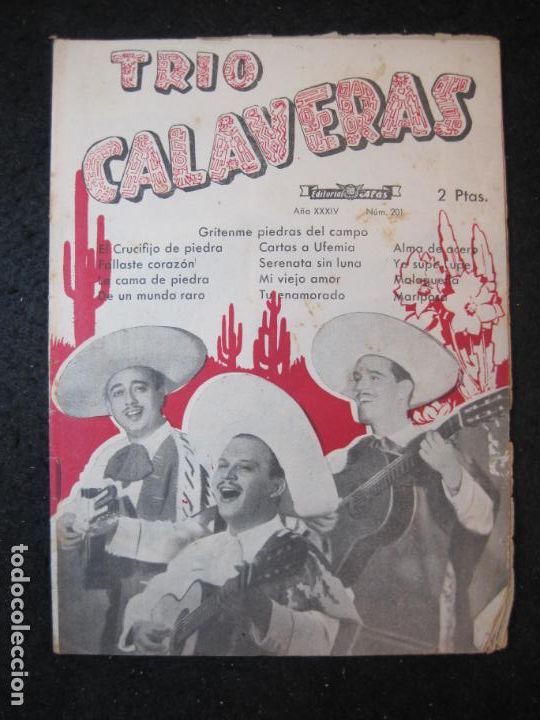 Cat&aacute;logos de M&uacute;sica: TRIO CALAVERAS-CANCIONERO-EDITORIAL ALAS-VER FOTOS-(K-6167)