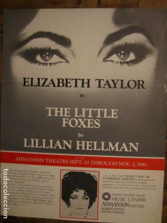 Cat&aacute;logos de M&uacute;sica: The Little Foxes - catalogo original teatro Ahmanson - Elizabeth Taylor