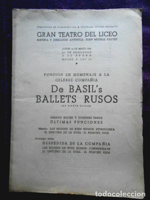 Cat&aacute;logos de M&uacute;sica: LICEO - DE BASIL'S BALLETS RUSOS - FUNCION DESPEDIDA 16-5-1935