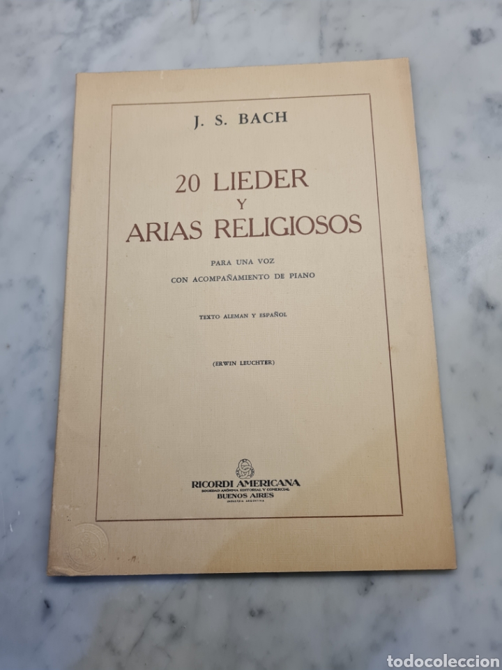 Catalogues de Musique: J.S.BACH, 20 LIEDER Y ARIAS RELIGIOSOS
