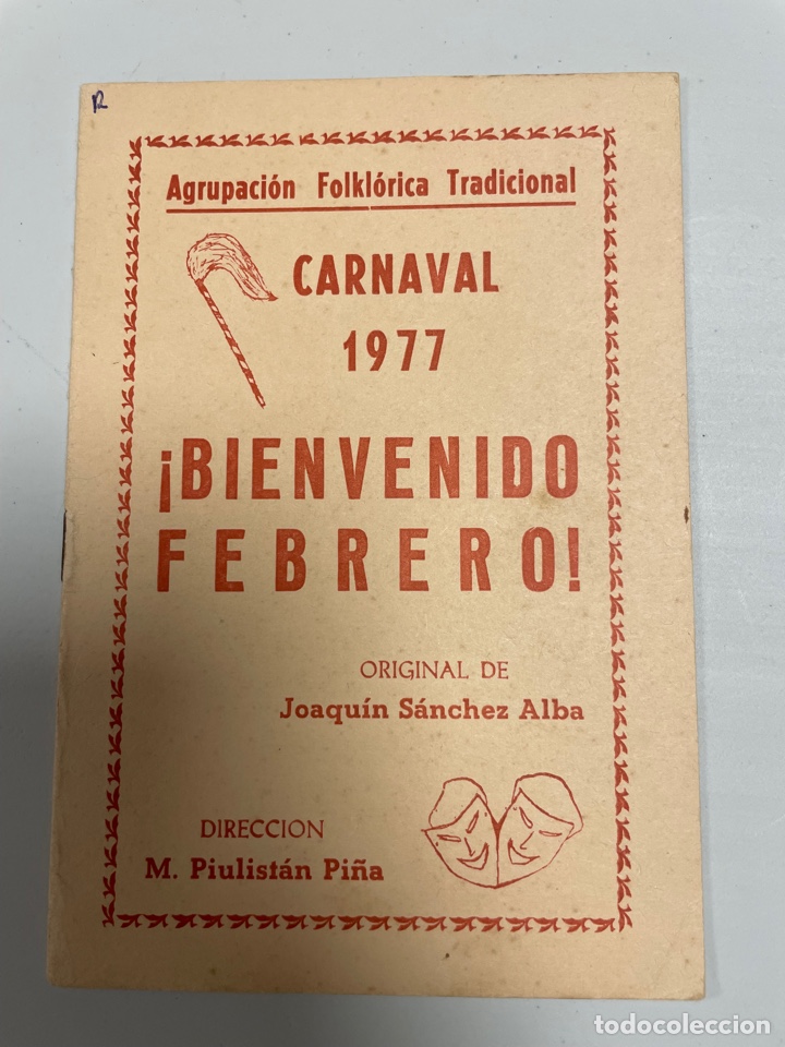 Cat&aacute;logos de M&uacute;sica: Carnaval C&aacute;diz en 1977 libreto Comparsa Bienvenido febrero