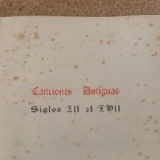 Catálogos de Música: CANCIONES ANTIGÜAS, SIGLOS XII AL XVII, EDITADO POR LA FALANGE. Lote 342708773