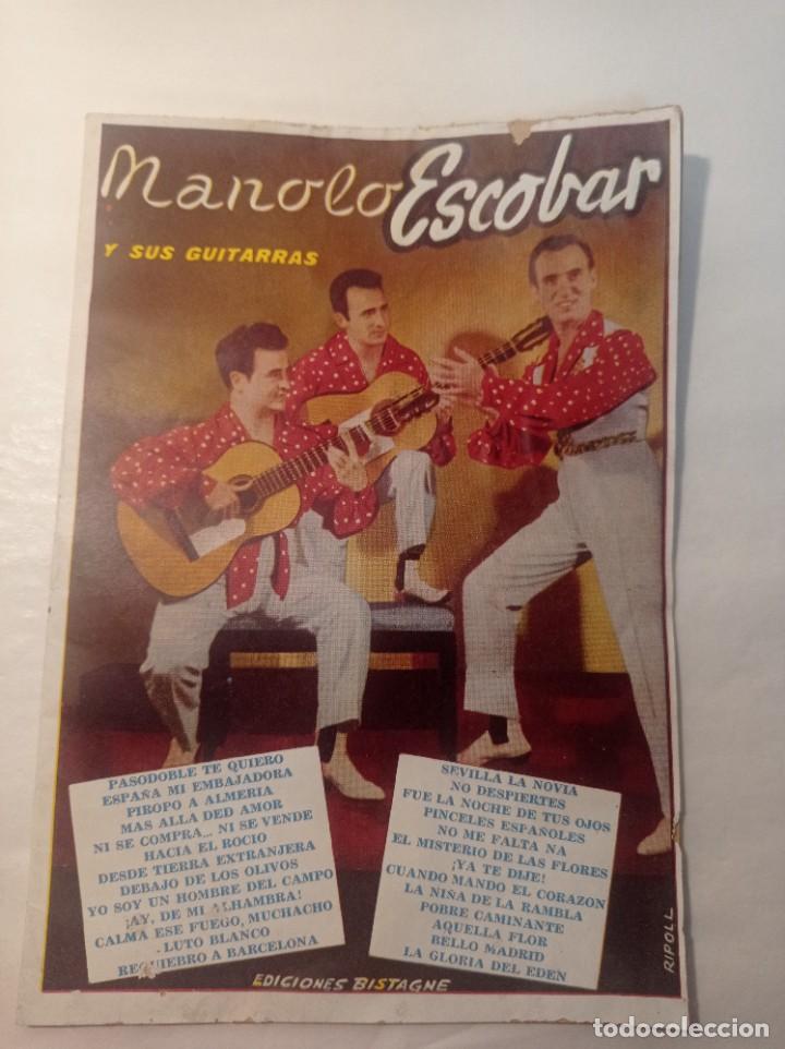 Catalogues de Musique: Antiguo cat&aacute;logo cancionero Manolo Escobar y sus guitarras a&ntilde;o 1961