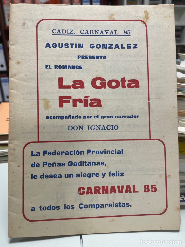 Catalogues de Musique: Carnaval C&aacute;diz 1985 libreto del romancero LA GOTA FR&Iacute;A
