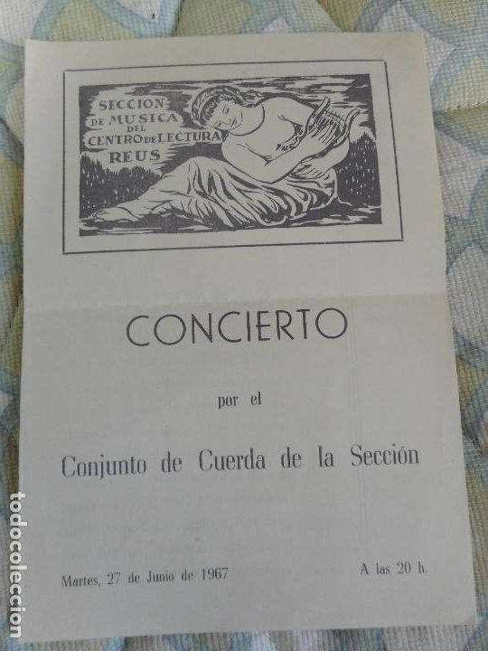 Catalogues de Musique: CONCIERTO CENTRO LECTURA REUS 1967. ROSA FERRATER. JUAN JORNET. ANGEL MARIMON. JAVIER BARGALL&Oacute;