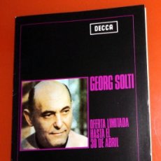 Catálogos de Música: FOLLETO CATÁLOGO DECCA ANTIGUO. GEORG SOLTI. DISCOS VINILO. Lote 365838566