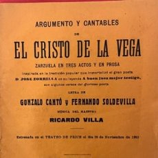 Catálogos de Música: ARGUMENTO Y CANTABLES DE EL CRISTO DE LA VEGA 1915 ZARZUELA, GONZALO CANTO. Lote 366408436