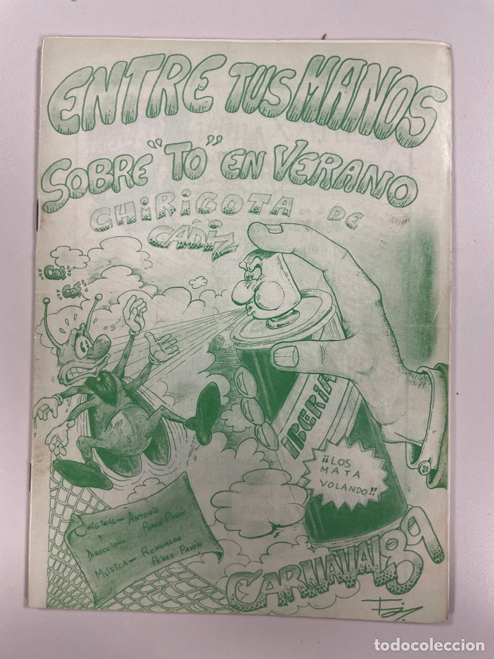 Cat&aacute;logos de M&uacute;sica: Carnaval de C&aacute;diz 1989 Libretos Chirigota ENTRE TUS MANOS SOBRE T&Oacute; EN VERANO