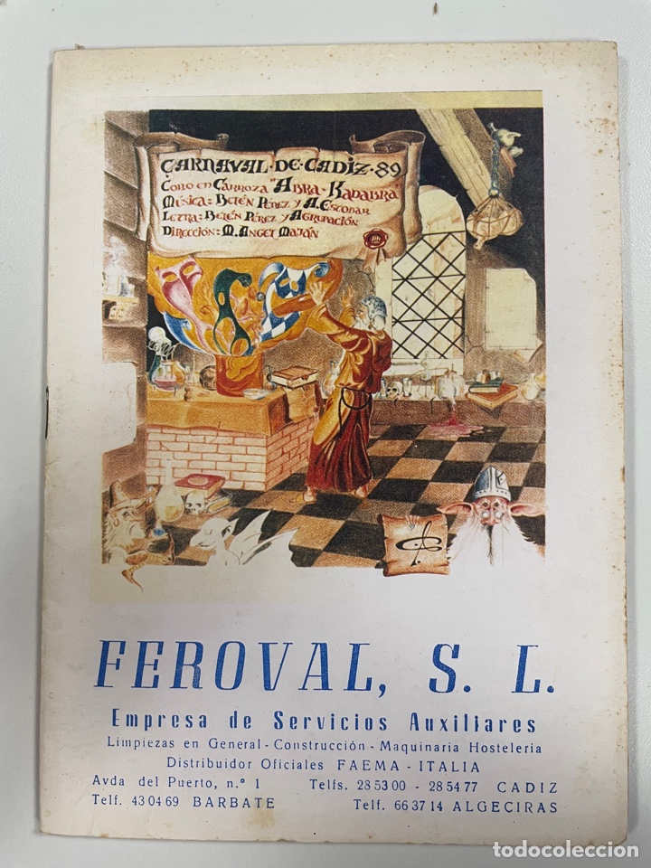 Cat&aacute;logos de M&uacute;sica: Carnaval C&aacute;diz 1989 libreto del coro ABRA KADABRA