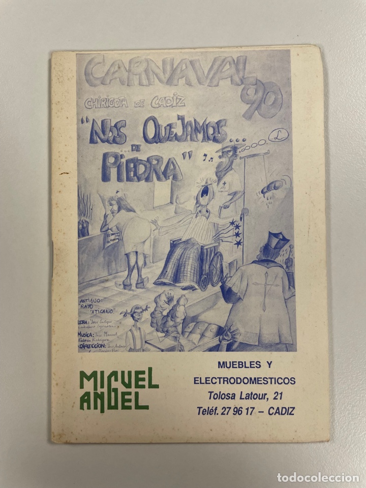 Cat&aacute;logos de M&uacute;sica: Carnaval C&aacute;diz 1990 libreto Chirigota Nos quejamos de piedra