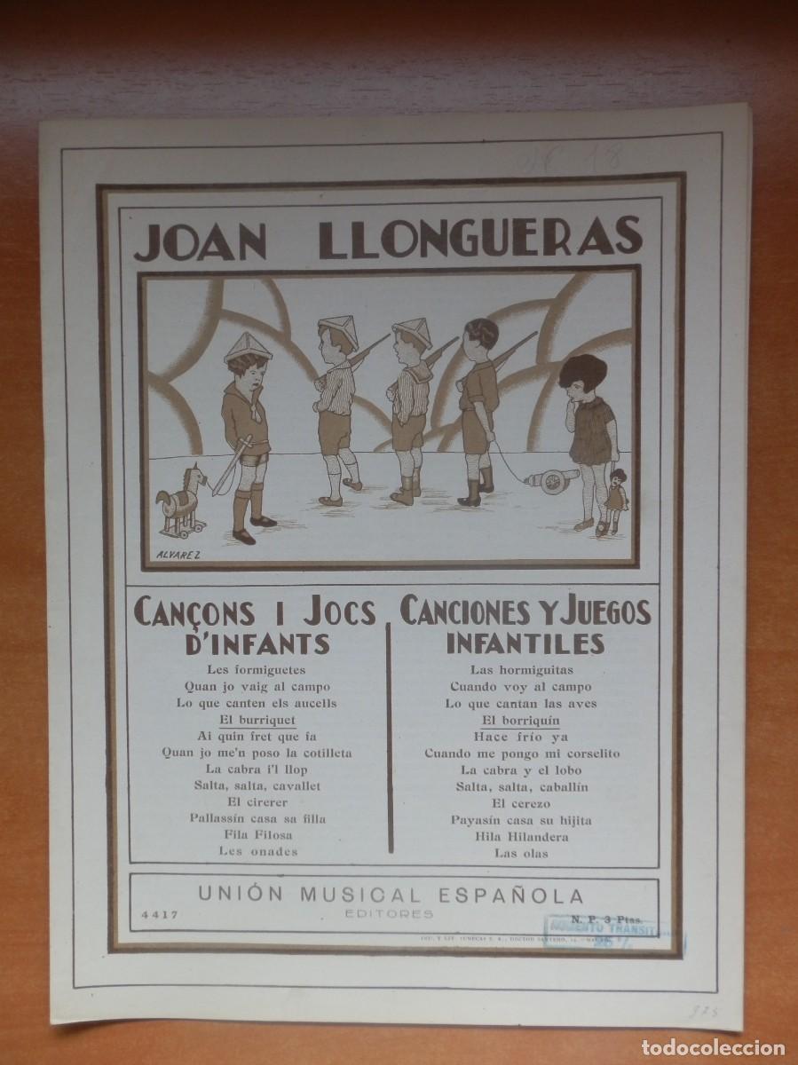 Catalogues de Musique: JOAN LLONGUERAS CAN&Ccedil;ONS I JOCS D&acute;INFANTS EN CATAL&Aacute;N Y CASTELLANO. EL BURRIQUET N&ordm; 4417.