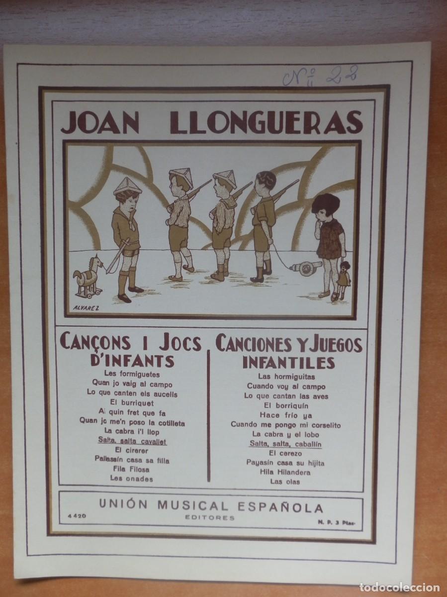 Catalogues de Musique: JOAN LLONGUERAS CAN&Ccedil;ONS I JOCS D&acute;INFANTS EN CATAL&Aacute;N Y CASTELLANO. SALTA,SALTA CAVALLET N&ordm; 4420.