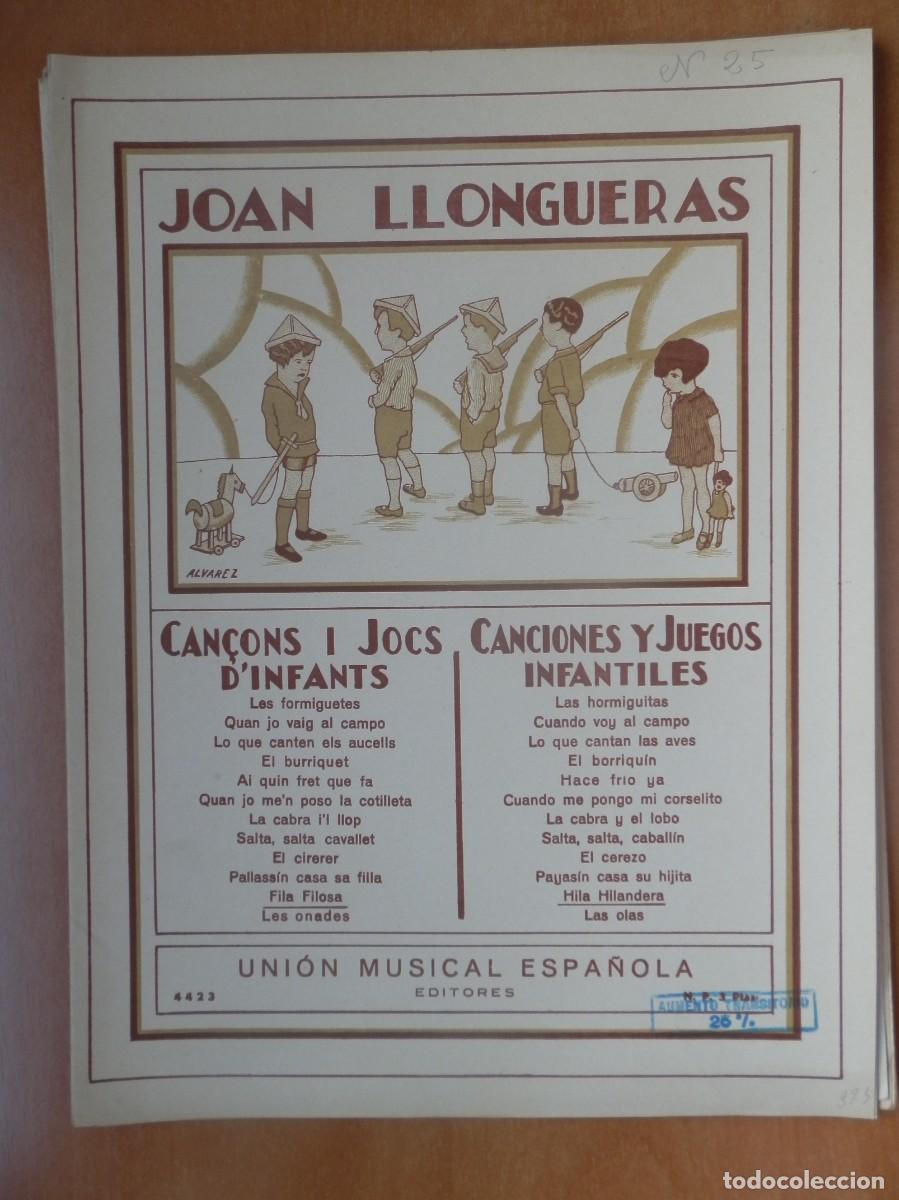 Catalogues de Musique: JOAN LLONGUERAS CAN&Ccedil;ONS I JOCS D&acute;INFANTS EN CATAL&Aacute;N Y CASTELLANO. FILA FILOSA N&ordm; 4423.