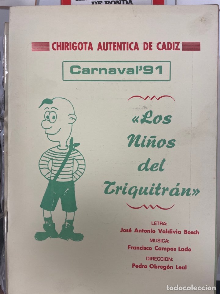 Cat&aacute;logos de M&uacute;sica: Carnaval C&aacute;diz 1991 libreto de la chirigota Los ni&ntilde;os del Triquitran