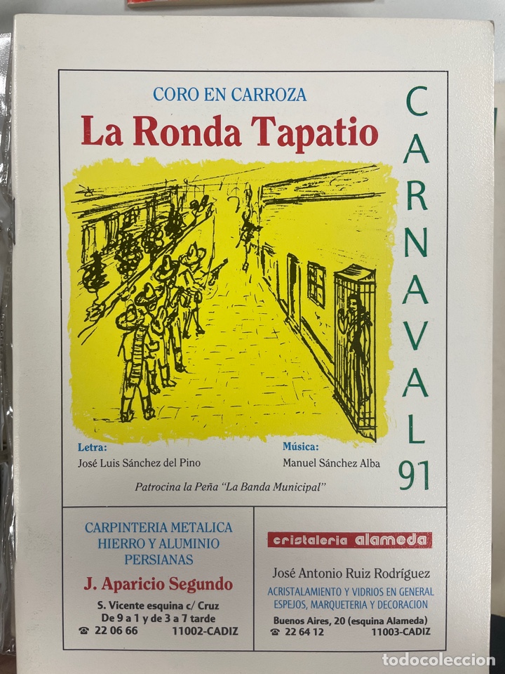 Cat&aacute;logos de M&uacute;sica: Carnaval C&aacute;diz 1991 libreto del coro LA RONDA DE TAPATIO