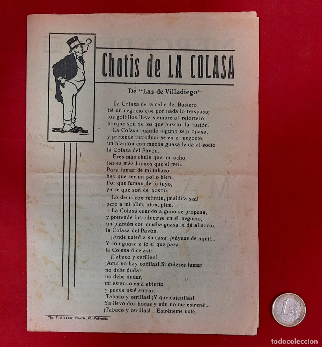 Cat&aacute;logos de m&uacute;sica: CANCIONERO - CHOTIS DE LA COLASA - Foto 1
