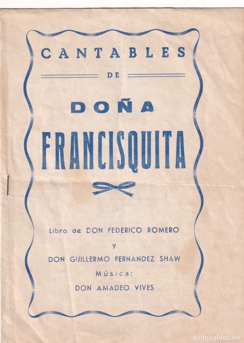 Catalogues de Musique: DO&Ntilde;A FRANCISQUITA PROGAMA CANTABLE 1972
